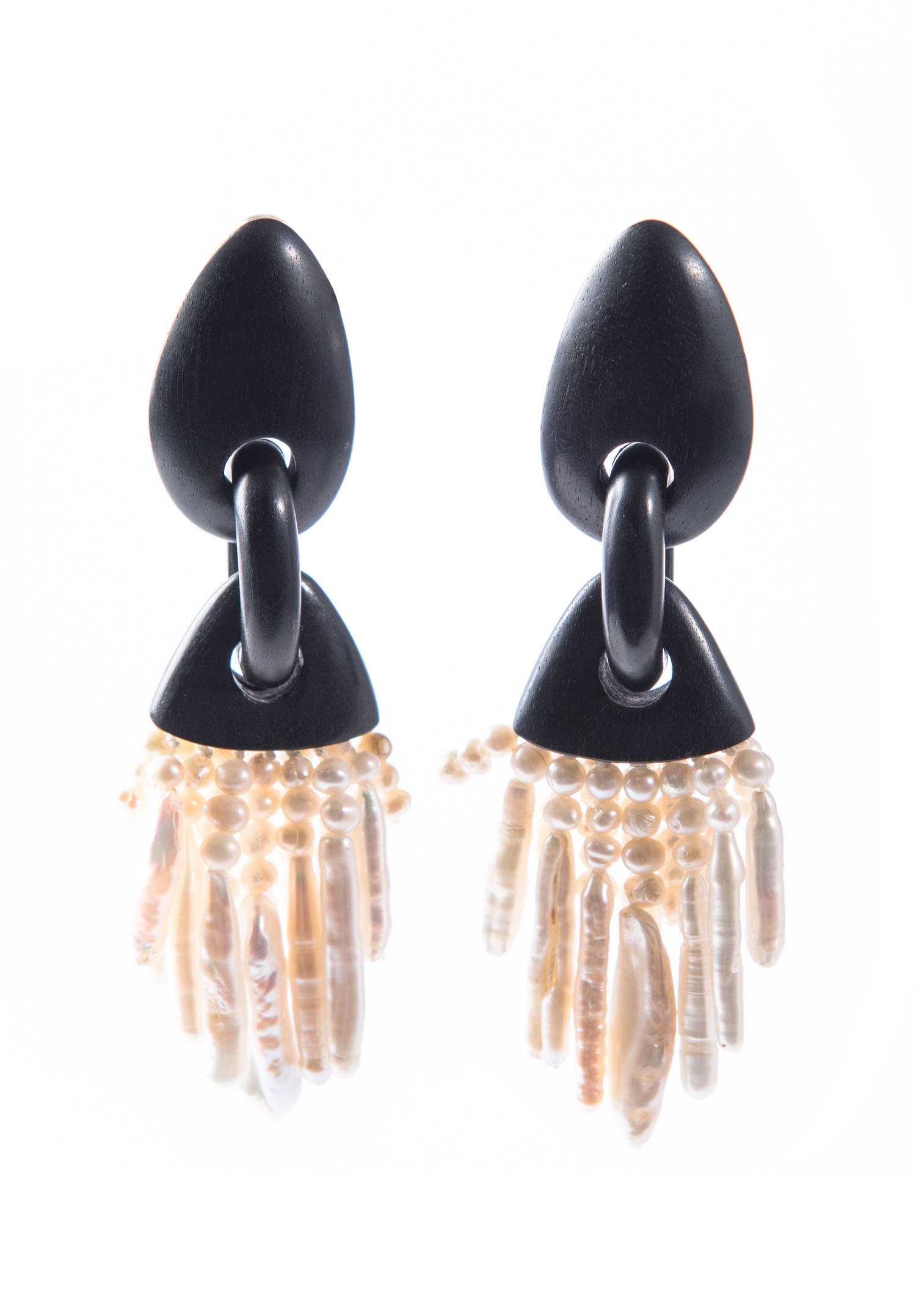 Monies UNIQUE White Baroque Pearl and Ebony Clip on Earrings | Santa Fe ...