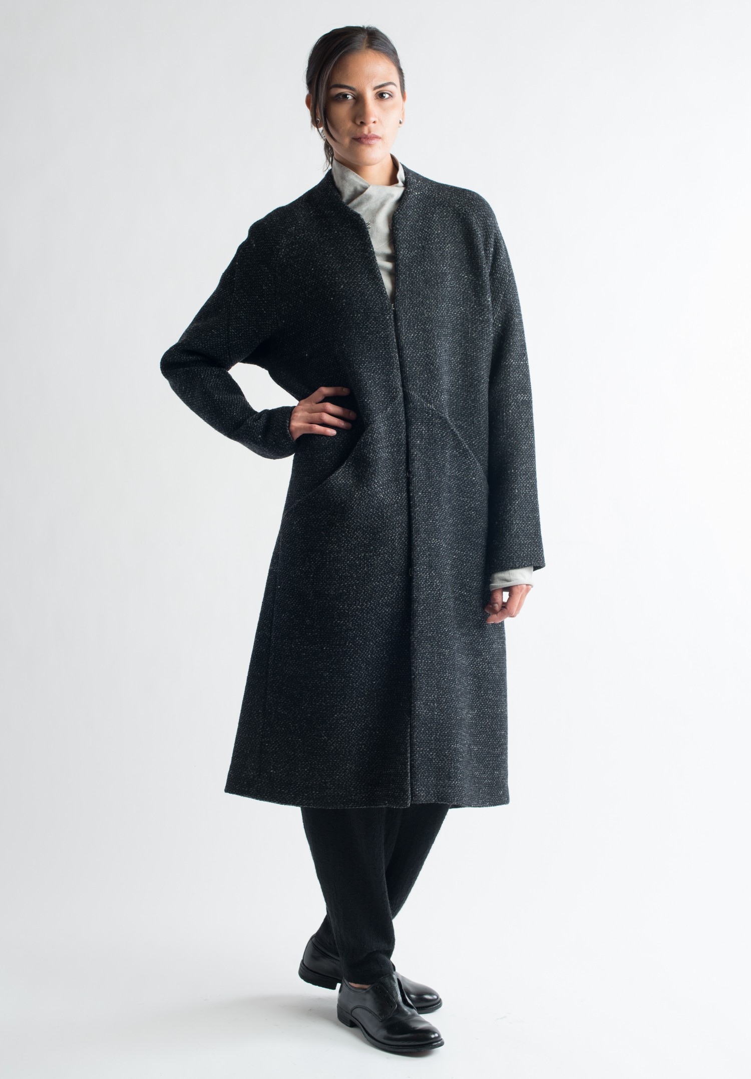 Inaisce Woven Wool Coat in Grey/Black | Santa Fe Dry Goods Trippen ...