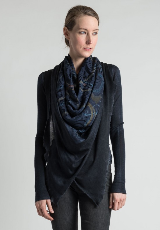 Avant Toi Cashmere/Silk Bridal Print Scarf in Navy | Santa Fe Dry Goods ...