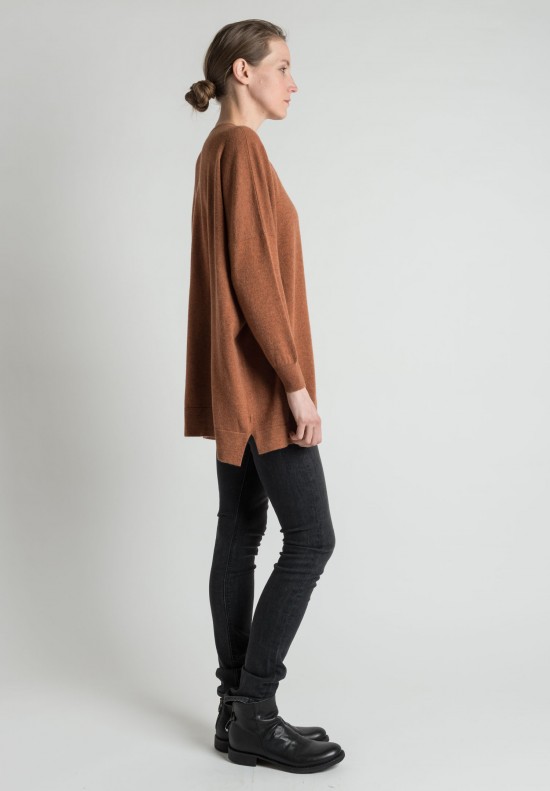 Hania Oversized Cashmere Crew Neck Pullover in Tawny
