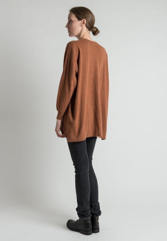 Hania Oversized Cashmere Crew Neck Pullover in Tawny