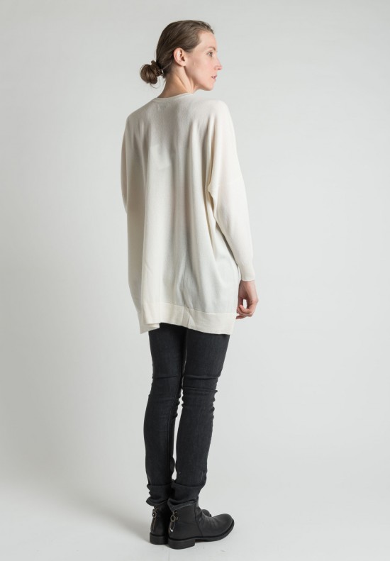Hania Oversized Cashmere Crew Neck Pullover in Natural