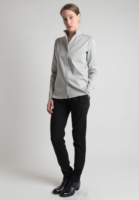 Lareida Long Sleeve Open Collar Shirt in Light Grey