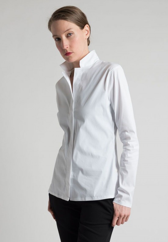 Lareida Long Sleeve Open Collar Shirt in White