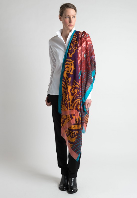 	Etro Cashmere Paisley Long Scarf in Red