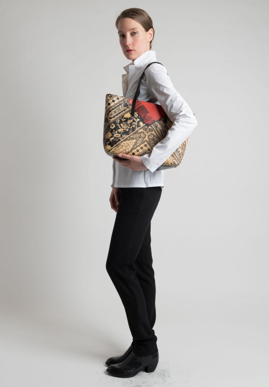 Etro Lambskin Black & Red Detail Bag in Cream