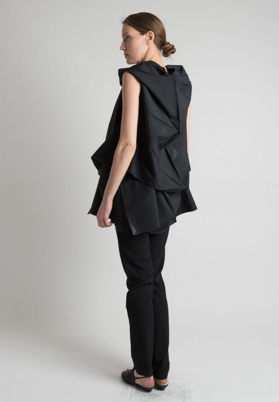 Issey Miyake 132 5. Sleeveless Cowl Neck Origami Tunic in Black