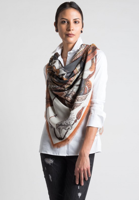 Sabina Savage Regnum Saevis Shawl in Sage & Brick