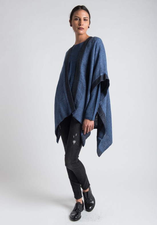 Eskandar Linen Gauze Reversible Tabard in Navy Santa Fe Dry Goods