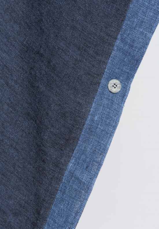 Eskandar Linen Gauze Oversized Tabard in Navy