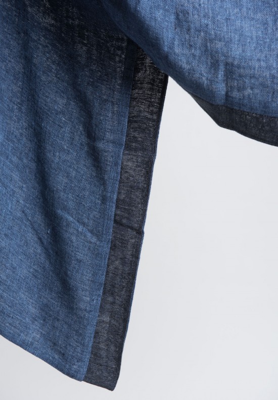 Eskandar Linen Gauze Reversible Tabard in Navy Santa Fe Dry Goods