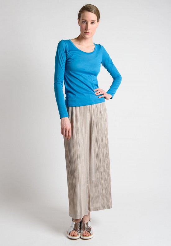 Issey Miyake Pleats Please Cropped Wide Drop Crotch Pants in