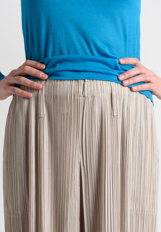 Issey Miyake Pleats Please Cropped Wide Drop Crotch Pants in 