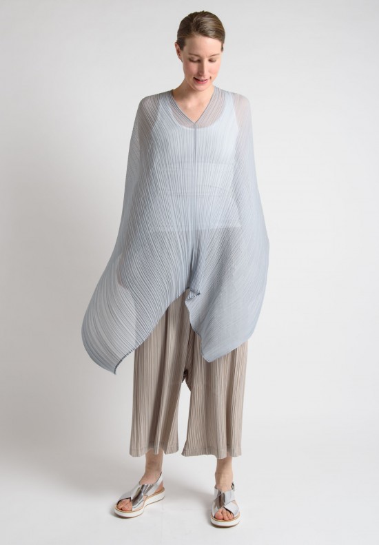 Issey Miyake Pleats Please Soft Pleated Poncho in BluGrey | Santa