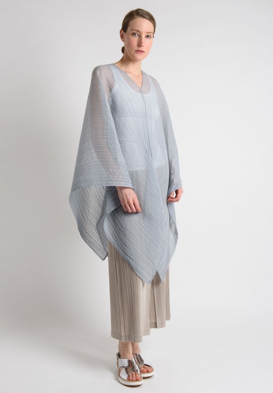 Issey Miyake Pleats Please Soft Pleated Poncho in BluGrey | Santa