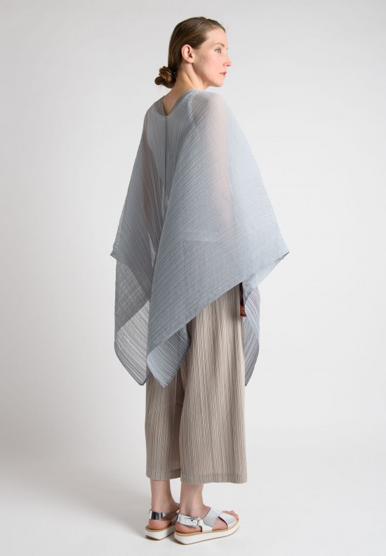 Issey Miyake Pleats Please Soft Pleated Poncho in BluGrey | Santa