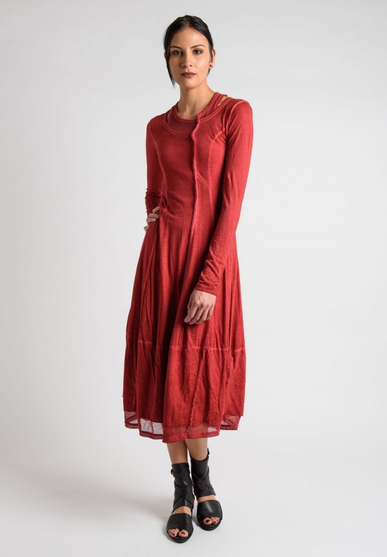 Rundholz Black Label Layered Long Sleeve and Tank Dress in Strawberry	