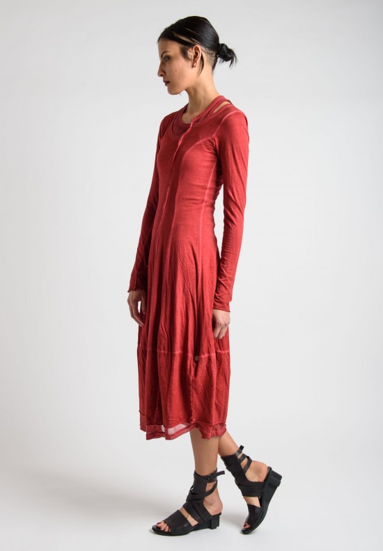 Rundholz Black Label Layered Long Sleeve and Tank Dress in Strawberry	