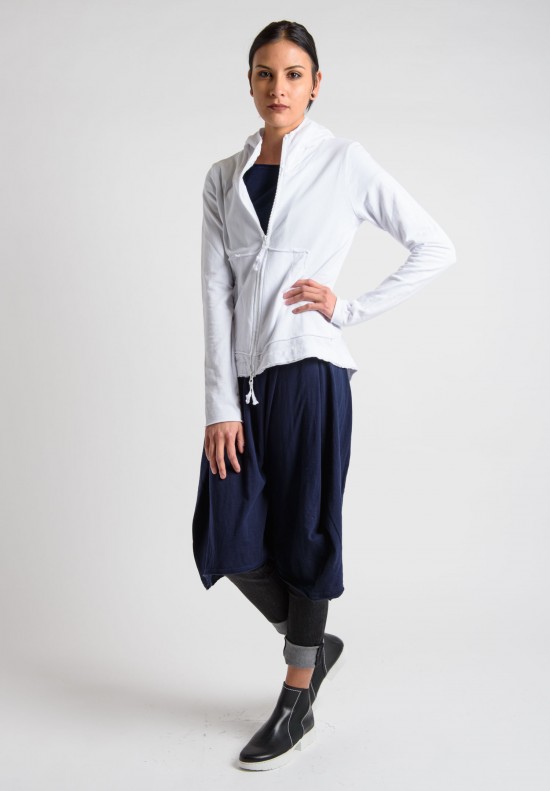 Rundholz Black Label Cotton Raw Seam Zipper Hoodie in White	