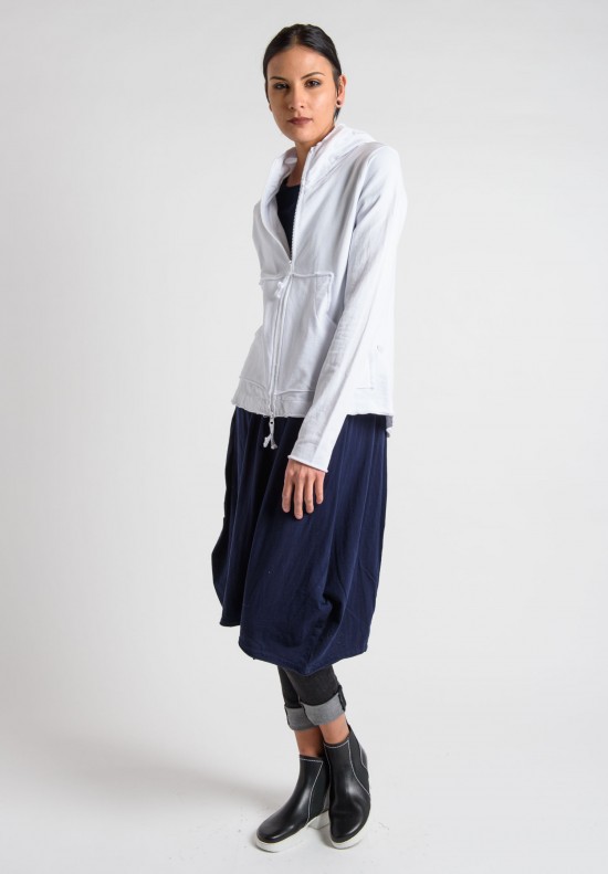 Rundholz Black Label Cotton Raw Seam Zipper Hoodie in White	