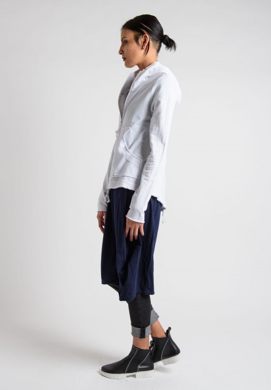 Rundholz Black Label Cotton Raw Seam Zipper Hoodie in White	