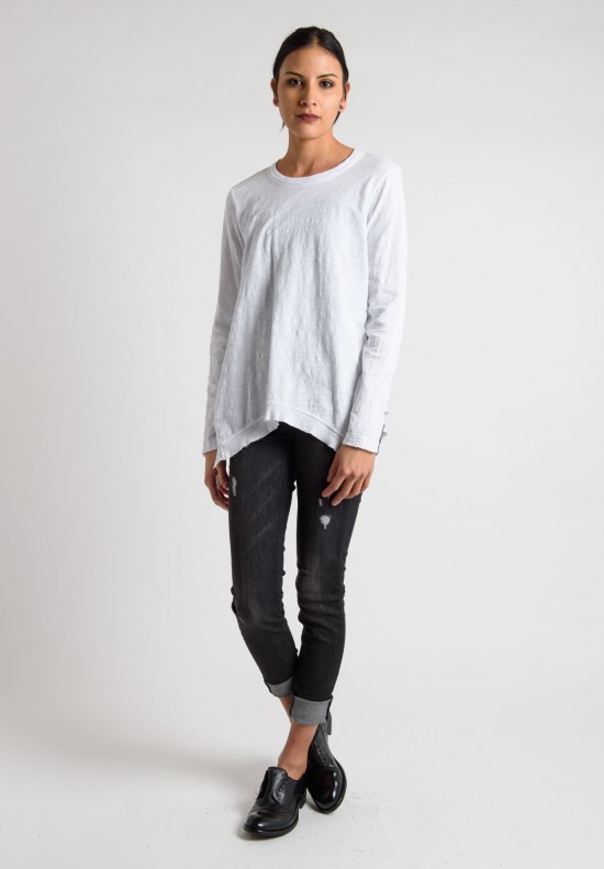 Wilt Long Sleeve Crew Neck Top in White