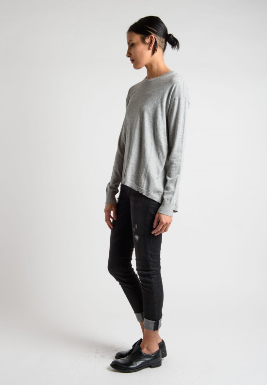 Wilt Split Back Slouchy Crew Neck Sweater in Grey
