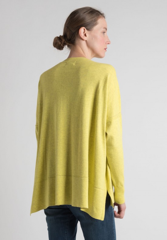 Lou Tricot Cotton Crew Neck Sweater in Lemon