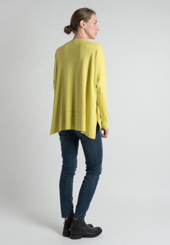 Lou Tricot Cotton Crew Neck Sweater in Lemon