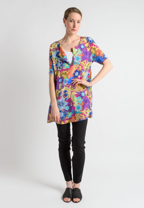 Etro Silk Floral & Paisley Print Tunic in Fuchsia	