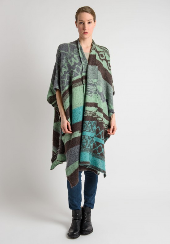 Casmari Cashmere Pancho Cardigan in Turquoise Green	