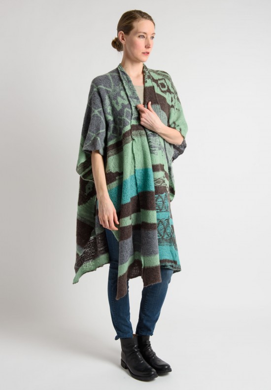 Casmari Cashmere Pancho Cardigan in Turquoise Green	