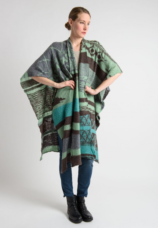 Casmari Cashmere Pancho Cardigan in Turquoise Green	