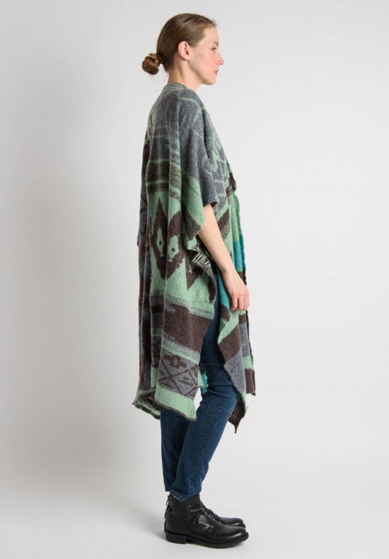 Casmari Cashmere Pancho Cardigan in Turquoise Green	