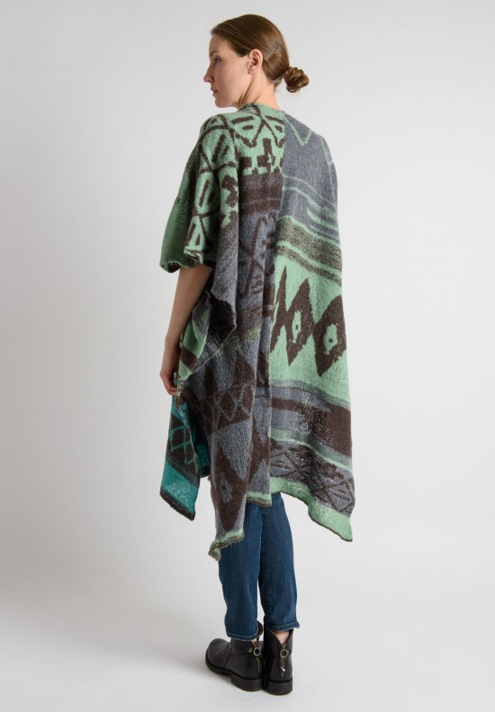 Casmari Cashmere Pancho Cardigan in Turquoise Green	