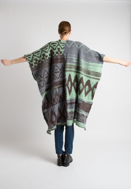 Casmari Cashmere Pancho Cardigan in Turquoise Green	