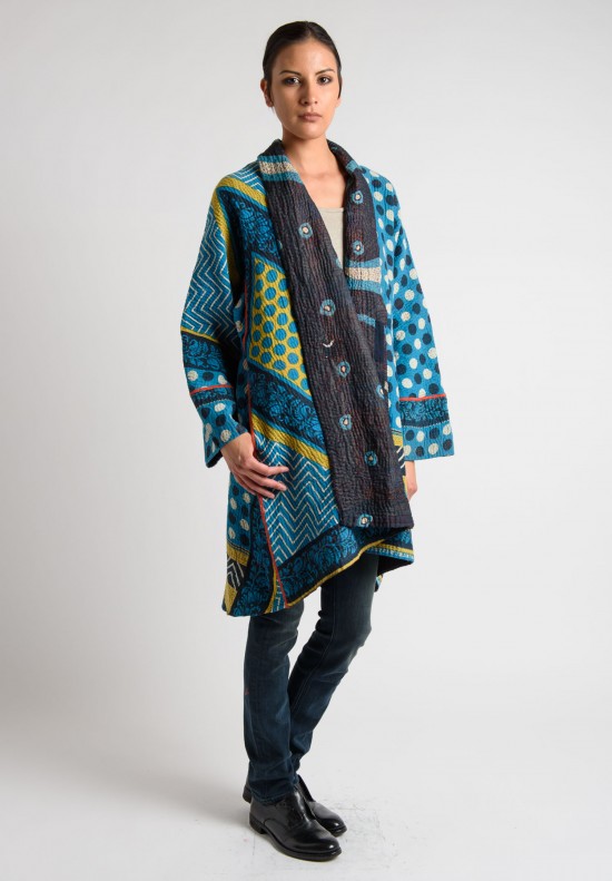 Mieko Mintz Reversible Long Kimono Jacket in Blue	