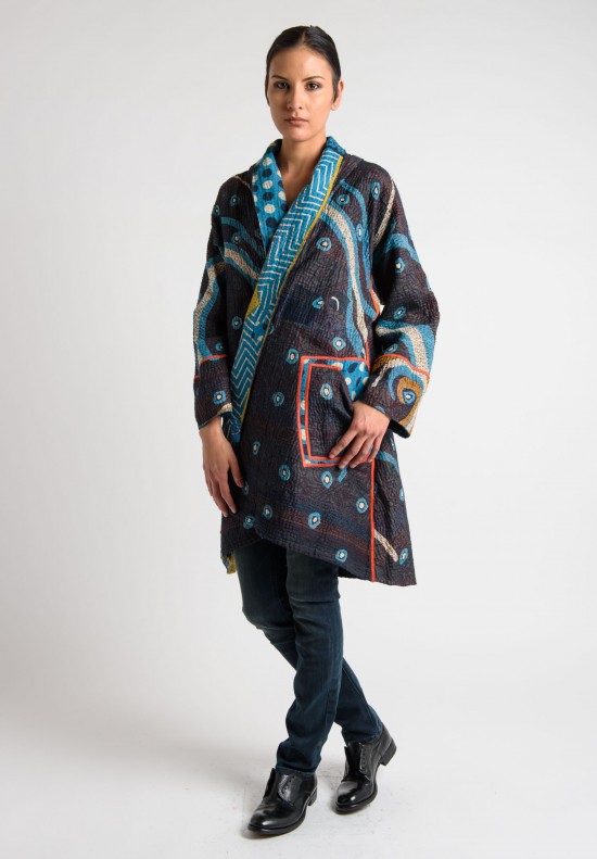 Mieko Mintz Reversible Long Kimono Jacket in Blue	