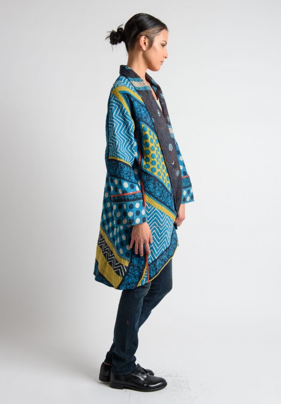 Mieko Mintz Reversible Long Kimono Jacket in Blue	