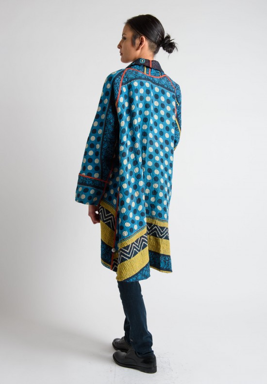 Mieko Mintz Reversible Long Kimono Jacket in Blue	