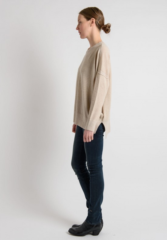 Lou Tricot Crew Neck Sweater in Fossil	