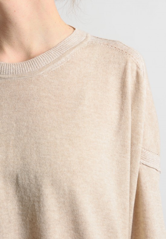 Lou Tricot Crew Neck Sweater in Fossil	