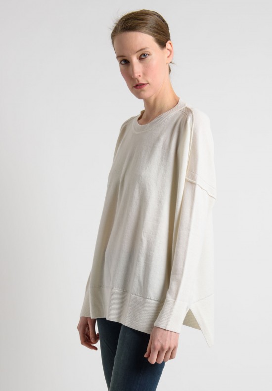 Lou Tricot Crew Neck Sweater in Ivory	
