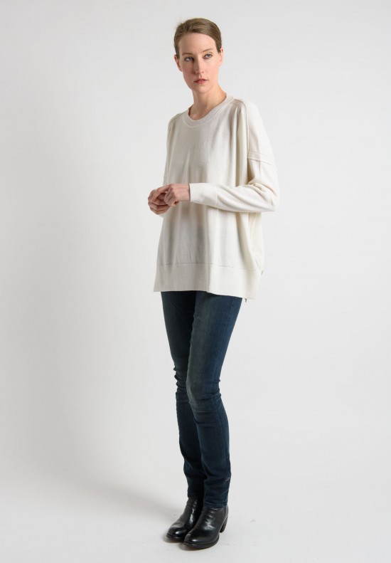 Lou Tricot Crew Neck Sweater in Ivory	