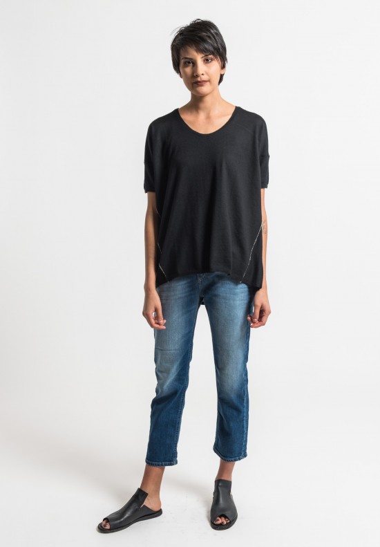 Paychi Guh Cashmere Scoop Neck Top in Black	