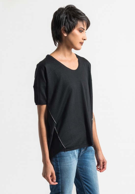 Paychi Guh Cashmere Scoop Neck Top in Black	