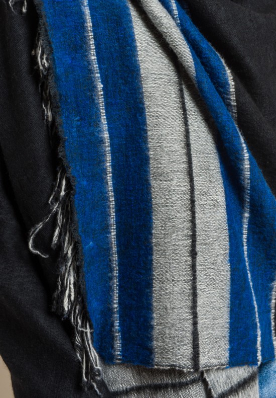 Denis Colomb Summer Dolpo Strip Shawl in Blue/Black