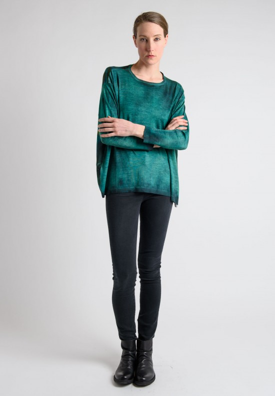 Avant Toi Cashmere Sweater with Silk Back in Emerald	