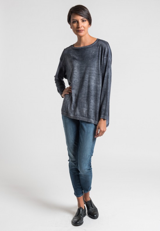 Avant Toi Cashmere Sweater with Silk Back in Dark Grey | Santa Fe Dry ...