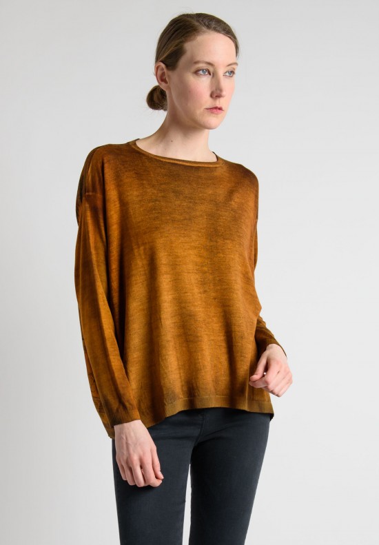 Avant Toi Cashmere Sweater with Silk Back in Saffron	
